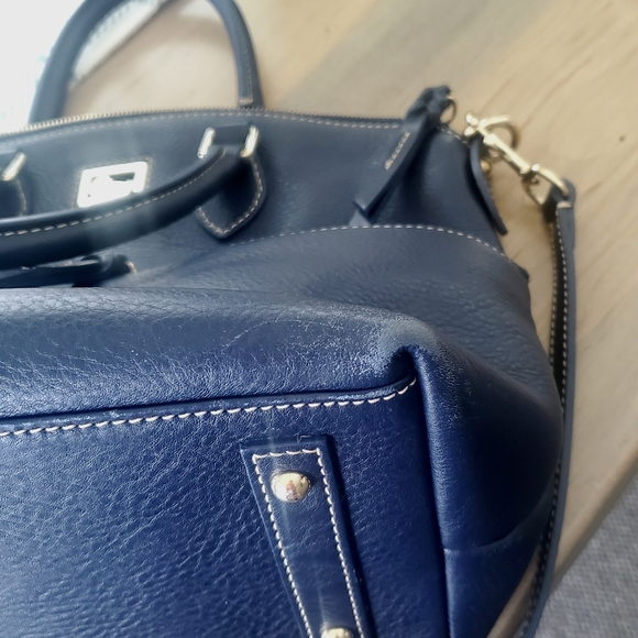 Dooney & Bourke Dillen Double Pocket Satchel in navy blue - Picture 5 of 7